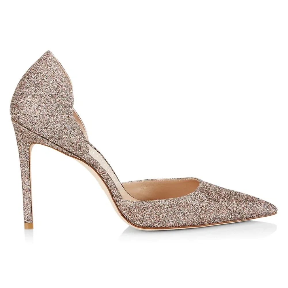Stuart Weitzman's D'Orsay pumps are crafted of multicolored glitter with scallop - Picture 2 of 7